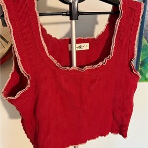NATURAL LIFE Red Tank Top with White Trim